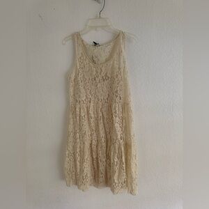 American Eagle Outfitters Cream Sleeveless Midi Sundress